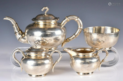4 Pieces of Silver Tea Sets,19thC