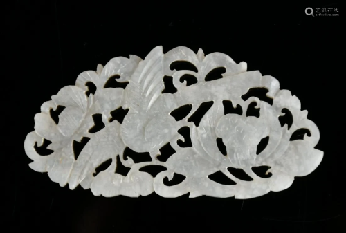 A White Jade Carved 'Egret And Lotus', Qing