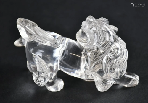 A Rock Crystal Carved Qilin With Stand, Republic P