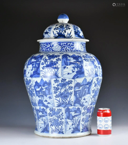 A Large Chinese Blue and White Jar &Cover,17/18thC