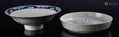 A Blue and White Figures Bowl and A Poems Plate