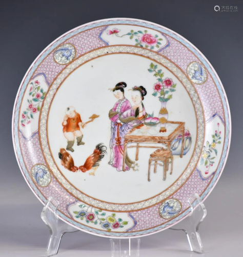 A Famille-Rose Figural Dish, 18th C