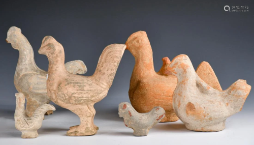 A Group of Six Pottery Hens