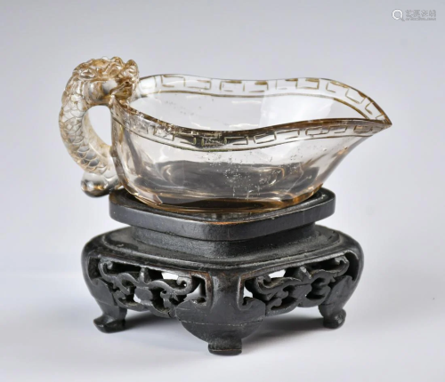 A Crystal Cup W/ Dragon Handle w/Stand, Republican