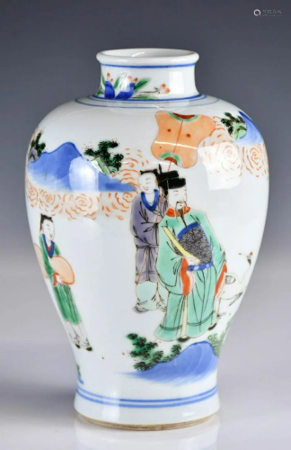 A Wucai Maiping Vase, Qing