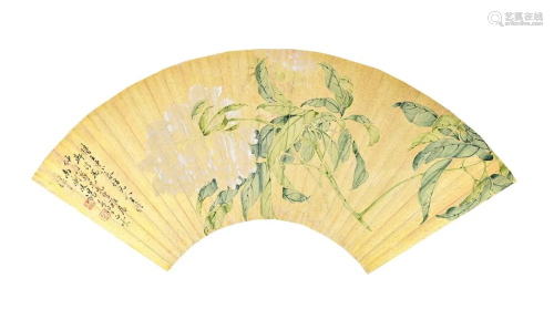 Tang Shih-shu (1831-1902) Flowers Fan Page