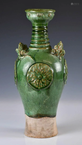 A Green Glazed Pottery Vessel 19th C or Earlier