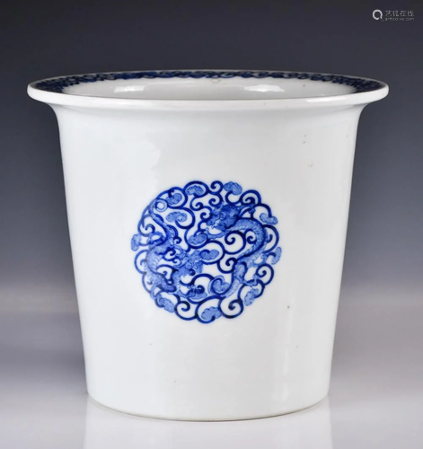 A Blue and White Dragon Planter, Yongzheng Mark