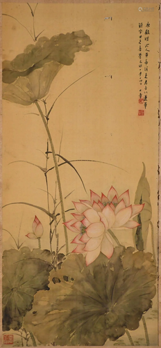 Ye Dazhang Lotus Flower Hanging Scroll