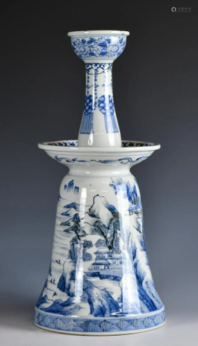 A Blue&White Candle Stick With 4 Character Mark