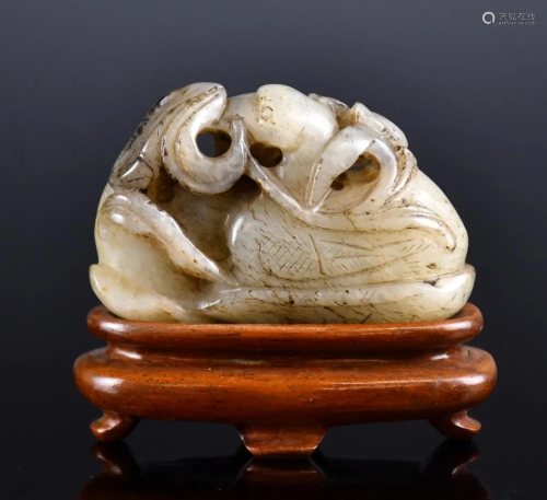 A Chinese White Jade Carved Birds, 17th C.