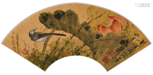After Xie Zhiliu (1910-1997) Flowers Fan Page