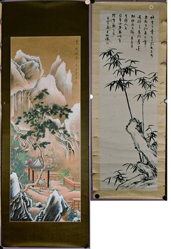 Wang Xiuxi Landscapes and Chen Zihe Bamboo