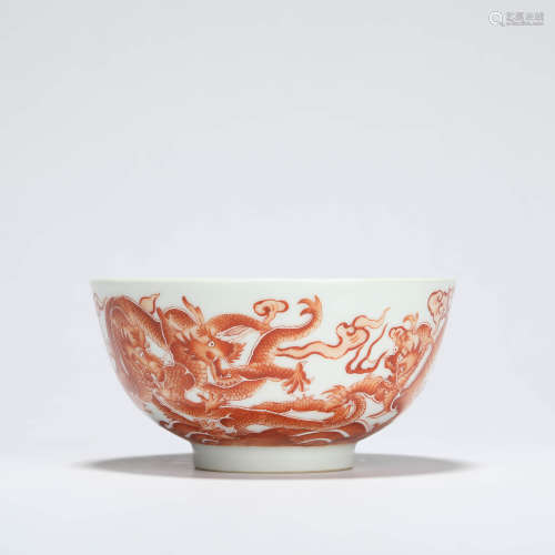 A copper-red glaze dragon bowl