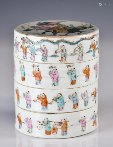 Famille Rose Stacking Boxes, with Box,19thC