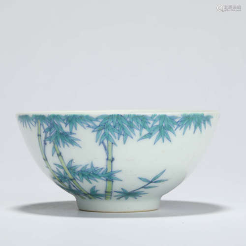 A doucai bamboo porcelain cup