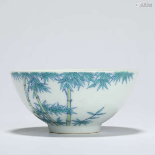 A doucai bamboo porcelain cup