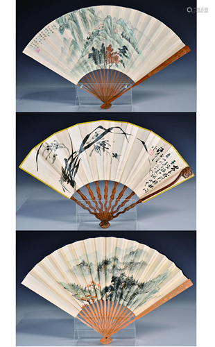 After Wu Hufan (1894-1968) and etc Folding Fans