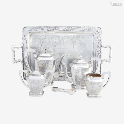 A Chinese Export Silver Five-Piece Tea and Coffee