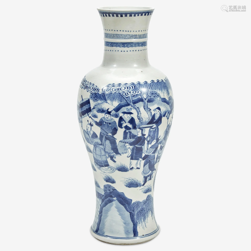 A Chinese Blue and White Porcelain Tall Baluster Vase