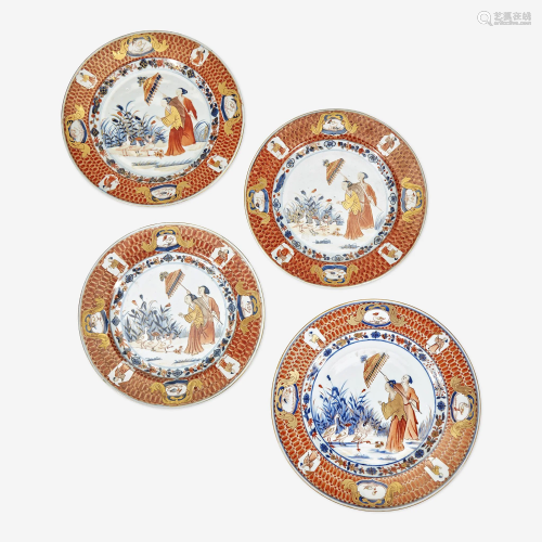 Four Chinese Imari Plates in the ‘Dames au