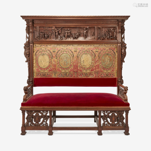 An Impressive German Tapestry Upholstered Carved Settee