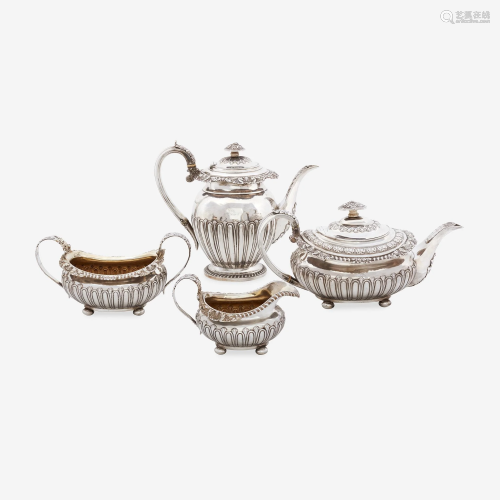 A George III Four-Piece Sterling Silver Tea and Coffee