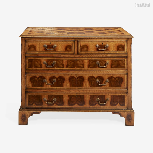 A George I Style Oak and Oyster Veneer Chest of Drawers