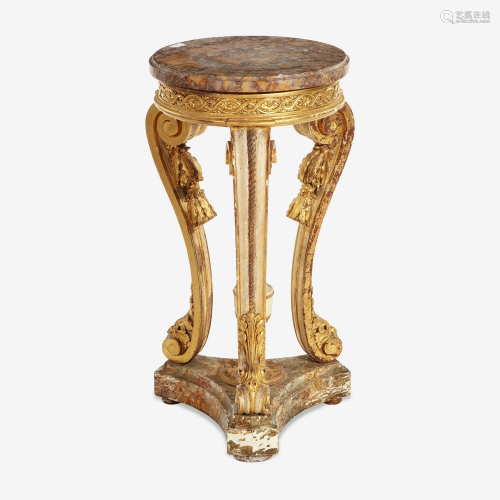 A Louis XV Style White-Painted and Parcel-Gilt