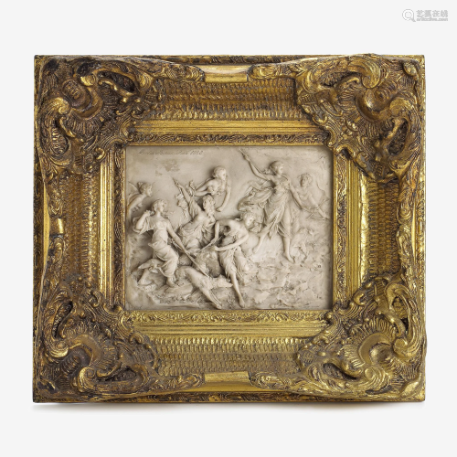 A French Composition Marble Wall Plaque After Martin