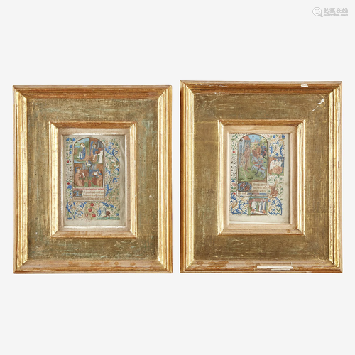 Two Framed Illuminated Manuscript Leaves