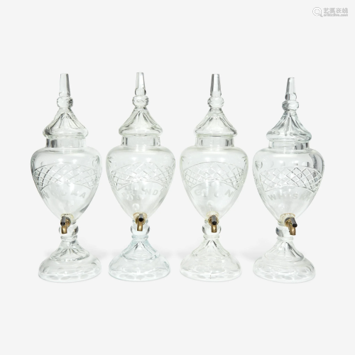 Four Cut Glass Spirit Flasks