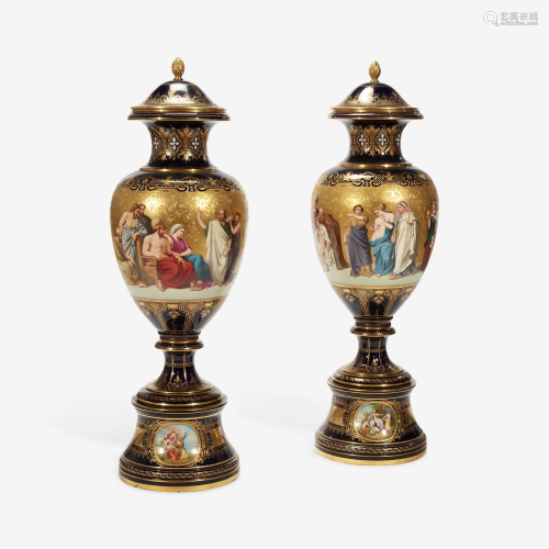 A Large and Fine Pair of Royal Vienna Jeweled Enamel