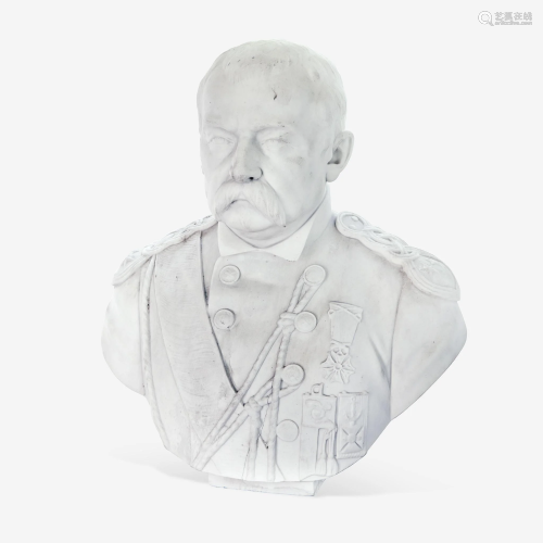 A Large Italian Carved Marble Bust of Otto von Bismarck
