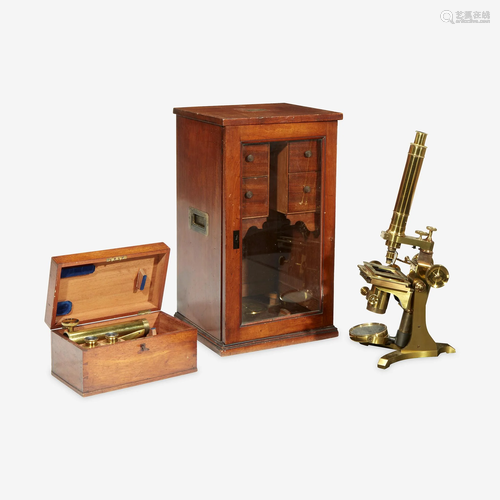 A Victorian Brass Compound Binocular Microscope A.