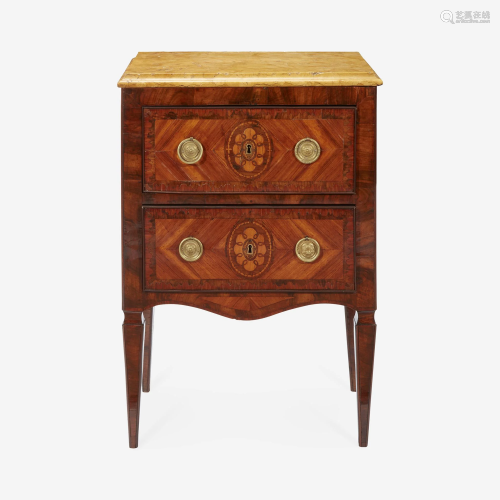 An Italian Neoclassical Walnut and Fruitwood Marquetry