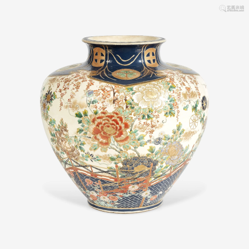 A Large Satsuma Enamelled Pottery Vase Meiji period,