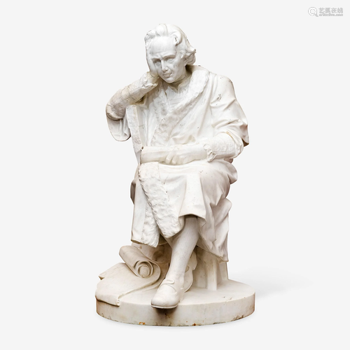 An Italian Carved Marble Sculpture of a Scholar Late