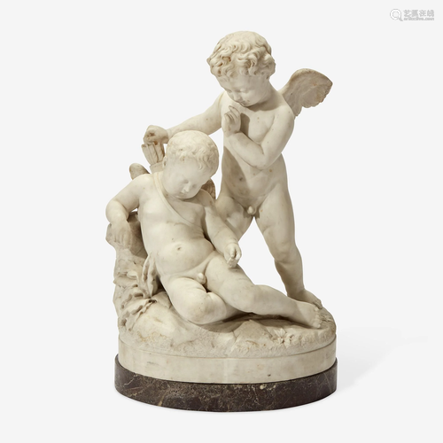 An Italian White Marble Sculpture of Two Putti Nicola