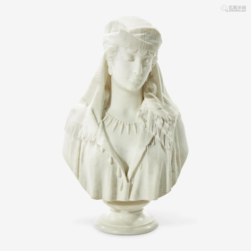 An Italian Marble Bust of a Woman By O. Guasti, dated