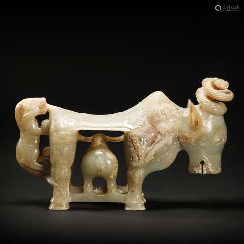 HeTian Jade Ornament in Ox form from Han