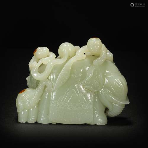 HeTian Jade Ornament in Child form from Qing