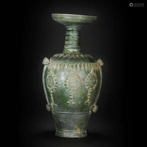 Green Glazed Wearing Vase from Liao