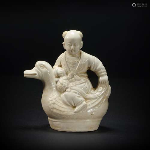 Ding Kiln Ornament in Child Riding Goose from Song