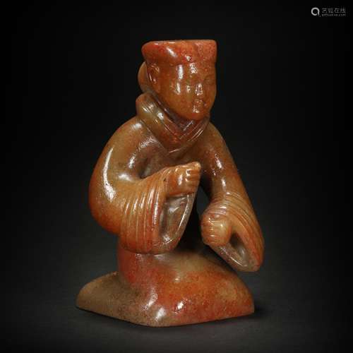 HeTian Jade Ornament in Human Statue from Han