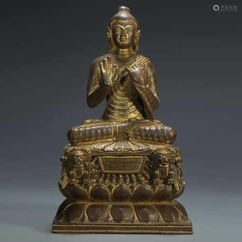 Copper and Golden Sakyamuni Statue from Ming