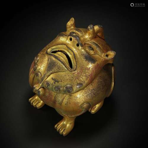 Copper and Golden Censer from Qing