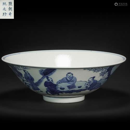 Blue and White Kiln Human Story Bowl from Qing