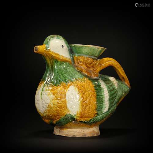 Tri-colored Mandarin Duck Vase from Liao