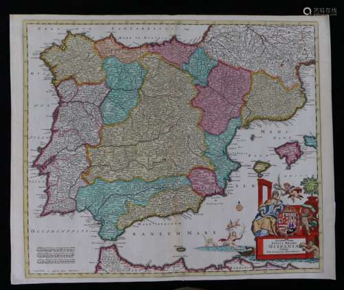Spain, Justus Danckerts (1635-1701) Accuratis sima Totius Re...